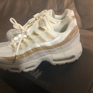 Gold and white air max size 7 women